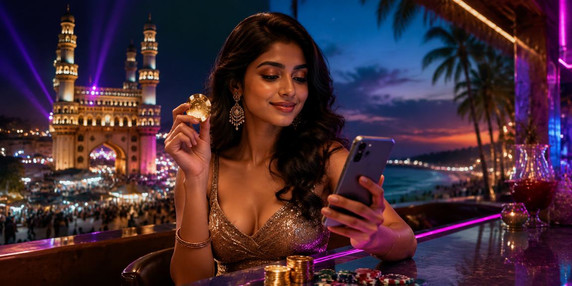Player enjoying live casino on mobile near Charminar, Hyderabad